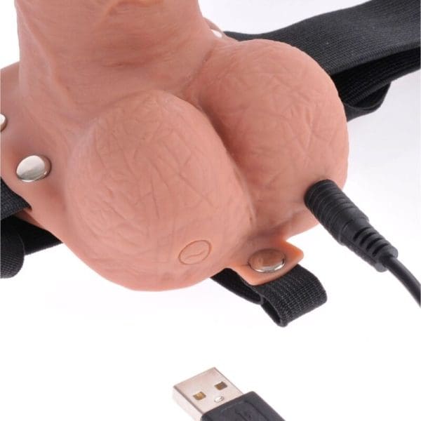 FETISH FANTASY SERIES - ADJUSTABLE HARNESS REALISTIC PENIS WITH BALLS RECHARGEABLE AND VIBRATOR 17.8 CM 4